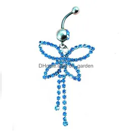 Navel Bell Button Rings D0066 Bowknot Stone Belly Ring Drop Delivery Jewelry Body Dhgarden Dhbn6