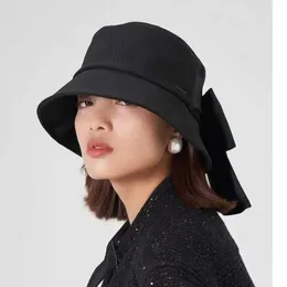 Breda brimhattar 2023 Spring and Summer Japanese Ribbon Bow Women Retro Casual Bucket Hat Folding Sunscreen Beh Trend Fisherman Cap Gorras P230311