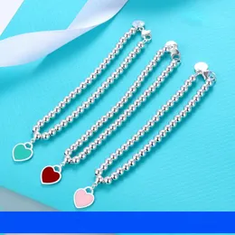 Pulseira de amor de prata esterlina s925, joias de grife, lindo azul, rosa, vermelho, pingente de coração, pulseiras de tênis para mulheres