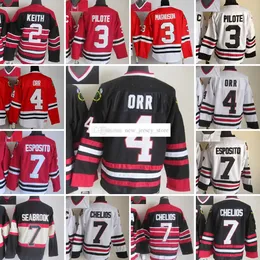 1926-1999 Film Retro CCM Hockey Jersey Broderi 7 BrentSeabrook 3 PierrePilote 4 BobbyOrr 2 DuncanKeith 7 ChrisChelios 24 MartinHavlat Vintage tröjor