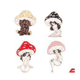Jewelry Mushroom Lady Enamel Pins Custom Girls And Plant Brooches Lapel Badges Cartoon Nature Art Gift For Friends 6209 Q2 Drop Deli Dhlub