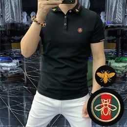 メンズラペルポロス短袖シャツライトラグジュアリービーロゴ刺繍ハイグレード男性
