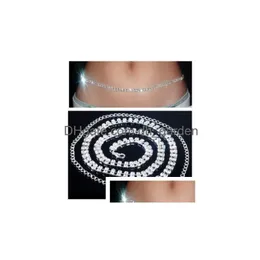 Belly Chains Stripper Delight So Y Rhinestone 2 Row Simple Class Belt Chain Drop Delivery Jewelry Body Dhgarden Dhkty