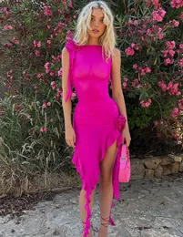 Sıradan Elbiseler Seksi Ruffles Peri Dres Moda Mesh Mini Bodycon Elbisesini Görme 2023 Yaz Düzensiz Beach Party Club Kıyafetleri 230310