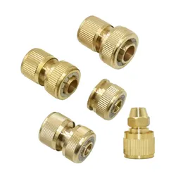 Vattenutrustning Mässing 1/2 "3/8" 5/8 "3/4" Garden Slang Quick Connector Copper Waterstop 16mm 20mm Irrigation Adapter 5pc