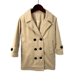 Cappotti per bambini Trench doppiopetto per bambini Primavera Autunno Ragazzi Giacca a vento KakiCapispalla per bambini neri Cappotti britannici LC473 230311