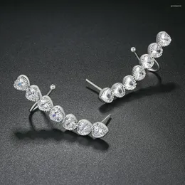 أقراط مسمار Zhouyang Love Heart for Women Sweet Multicolor Crystal Silver Color Cuffs Gift Mashion Modern Jewelry Wholesale E337