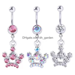 Navel Bell -knappringar D0152 Crown Belly Ring Mix Colors Drop Leverans smycken Body Dhgarden DHO4R