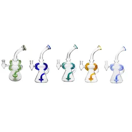9.45inch 14mm Female Glass Water Pipe Recycler Bong Dab Rig with Perc Arms Bowl