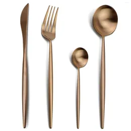 Dinnerware Sets JANKNG 24-Pcs Rose Gold Cutlery Set Wedding Fork Knives Scoops Teaspoon 18/10 Stainless Steel Tableware