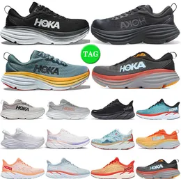 Motorcycle Boots hoka hokas bondi 8 running shoes men women Black White Summer Song Shark Grey Goblin Blue Harbor Mist Real Teal mens trainers Motion current