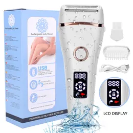 Epilator Electric Razor Painless Lady Shaver For Women USB Charging Bikini Trimmer For Whole Body Waterproof LCD Display Wet Dry Using 230310
