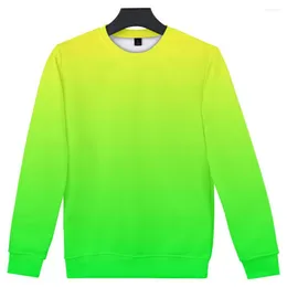 Men's Hoodies Neon Green Sweatshirt Custom Colourful Capless Hoodie Men Solid Color Crew Neck Sweater 3D Rainbow Print Coats Jacket 4XL