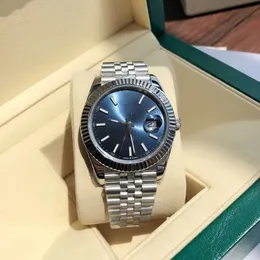 오리지널 박스 41mm Mans Woman Luxury Watch Datejust Date Silber Blue Dial Asia 2813 Movement Automatic Man 's Watches Montre de Luxe 68