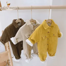 Rompers born Baby Girl Boy Thick Corduroy Jumpsuit Long Sleeve Winter Infant Toddler Warm Fleece Romper Outfit Baby Clothes 02Y 230311