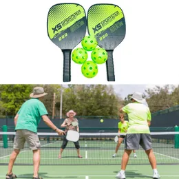 Tennisschläger, Pickleballs, Pickleball-Paddel, 2er-Set, 4 Bälle, Carbonfaser-Oberfläche, Schlägerpaddel, Outdoor-Sport, 230311