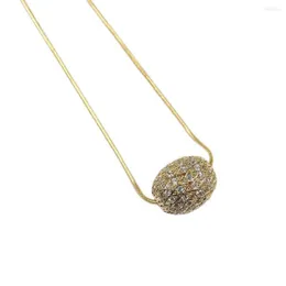 Hänge halsband guaiguai smycken 24k guldpläterad kedja klar kristall cz asfalterad oval äggpärla halsband kvinnor flickor enkla modegåvor