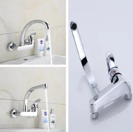 Bathroom Sink Faucets Brass Faucet Wall Mounted Kitchen Water Single Hole Wash Pool Table Mixing Valve
