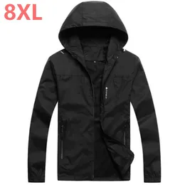 Jaquetas masculinas 2023 moda solta jaqueta de alta qualidade com capuz masculino lazer casaco fino com zíper tamanho grande 6XL 7XL entrega gratuita