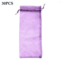 Gift Wrap 30pcs Wine Bag Organza Home Transparent Fine Mesh Party Champagne Drawstring Design Pouch Bottle Cover Packaging Wrapping