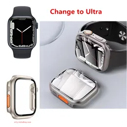 Obserwuj obudowy okładki szklanego szklanego ochraniacza Mod PC Armor Case dla Apple Iwatch Series 8 7 6 5 4 SE 40 mm 41mm 44 mm 45 mm sekundy Zmień na Apple Watch Ultra 49 mm