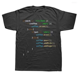 Men's T Shirts Funny Java Programmer Coffee Coding T-Shirt Lovers Geek Nerd Gift Tee Tops Summer Cotton Casual EU Size