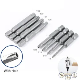 Hand Tools 1PCS 50mm Torx Magnetic Screwdriver Bit Set S2 Steel 1/4 Inch 6.35mm Hex Shank Electric Screw Driver Bits T8-T40 With Hole