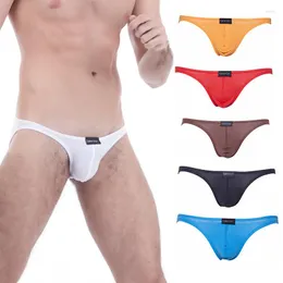 UNDUPTS 5 PCS Erkekler Seksi iç çamaşırı Düşük Bel Bikini Kılavuzları Nefes Alabaş Tangalar G-String Knickers Egzotik Katı