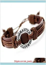 Bracelets de jóias de charme ginástica Calistenia Golf Soer Football Baseball Softball Volleyball Lacrosse Hóquei tênis LEATHE5438482