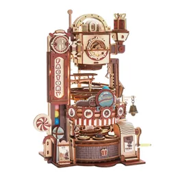 3D Puzzles Robotime ROKR 420pcs DIY Chocolate Factory 3D Wooden Puzzle Assembly Marble Run Toy Gift for Children Teens Adult LGA02 230311