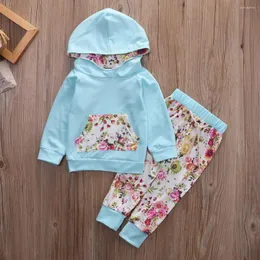 Clothing Sets 2 Pieces Long Sleeve Floral Hoodie Top And Flower Pant Set For Baby Girl Clothes
