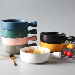 Set di stoviglie Ciotola di riso Nordic Wind Belt Manico da forno Piatto di pasta Zuppa semplice Stoviglie per la casa Forniture per cucina per insalata