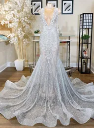 Gilter -pailletten prom -jurken Crystal 2023 Lange zeemeermin avondjurken Rhinestone vrouwen feestkleding Vestido de fiesta de boda