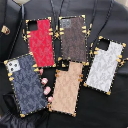 Luxurys Designers Capa de celular Big Brand Marca iPhone14 Capa de telefone Fashion Brand12 Apple 13Promax Square Plating Plating Shell Leather Adequado