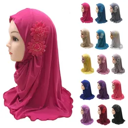 Scarves Wraps 12PC Ramadan Muslim Kids Girls Hijab Islam Headscarf Flower Scarf Amira Child Prayer Shawl Full Cover Headwrap Random Color 27Y 230311