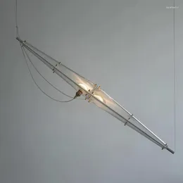 Pendantlampor Postmodern LED -lampa Designer Restaurang Cafe Bar Luster Project Suspension Lätt rostfritt stål 110 cm lång droplight