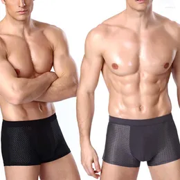 MUITAS PANTES 1 Pacote de roupas íntimas masculinas massh u convexo boxers estriados cuecas troncos shorts respiráveis ​​Hombre de bambu buraco de tamanho grande