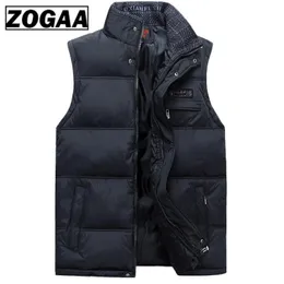 남성용 조끼 Zogaa Sleeveless Parkas Vest Homme Winter Casual Coats 수컷 면화 따뜻한 따뜻한 두꺼운 양복 조끼 플러스 크기 4xl