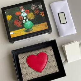 2021 Famous Love Cardholder Women Double G Card Holders Designer Leather Canvas Luxury Classic Retro Wallet Mini Bank Card Bag Car3191