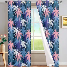 Curtain Print On Demand High Quality Living Room Curtains Windows Covering Tropical Landscape Coconut Tree Custom