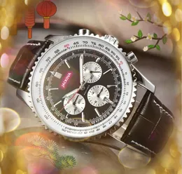 Big Dial Fashion Mens Time Clock Watches Auto Date Lumious Leather Belt No-Mechanical VK Battery Chronograph Quartz Movement Wristwatch Relogio Masculino