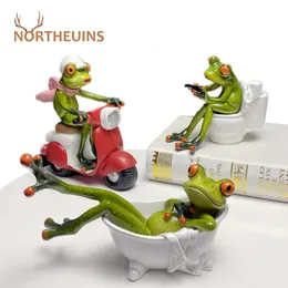 Oggetti decorativi Figurine NORTHEUINS 1 Pz Resina Leggy Frog Figurine Nordic Creativo Statue di animali per interni Scultura Home Deskto 230311