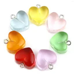 Charms Doreen Box Color Transparent Peach Heart Pendants Resin For DIY Necklace Earrings Jewelry Gifts 17x17mm 10 PCs