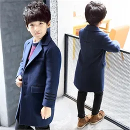 Coat Korean Boys Wool Winter England Style Kids Thick Outerwear Fashion Woolen Long Jackets Children Warm s 001 230311