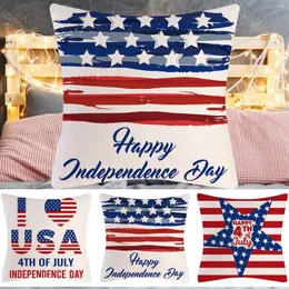 As decorações da caixa de travesseiros cobrem 17.7x17.7inch Memorial Day Decor America Flag and Stripes Patritic Throw travesseiros para casa