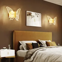 Vägglampor Bedside Led Modern Lamp Light For Bedroom Living Room Aisle Porch TV Nordic Butterfly Indoor Home Decoration Lighting