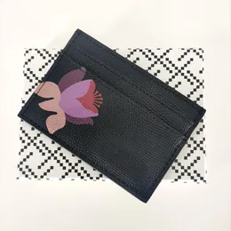Mode Frauen Bank Designer Kartenhalter Magnolienblume und Kolibri echtes echtes Leder strukturiert Kredit Luxus Kartenhalter Mini Brieftasche mit Box