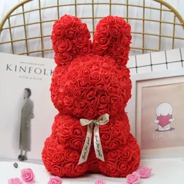 Other Event Party Supplies 25cm Immortal Rose Rabbit Gift Bunny Mothers Day DIY Simulation Flower Happy Easter Day Party Decor Kids Favor Valentine's Day 230311