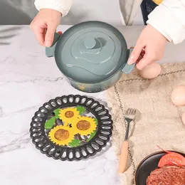 테이블 매트 sungmor Heavy Deature Cast Iron Trivet Decorative Painting for Kitchen 또는 Dinning- 빈티지 사랑스러운 패턴과 함께 둥글게