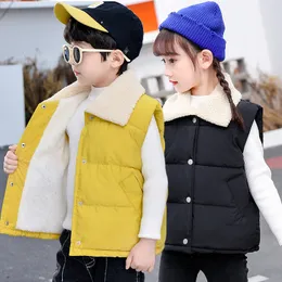 Waistcoat Winter Autumn Children Vests Warm Waistcoats Kids Boys Girls Button Lapel Vest Sleeveless Down Jacket Coats 230311